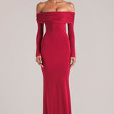 Õlavarre Maxi Kleid Cherry Red