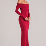 Õlavarre Maxi Kleid Cherry Red