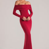 Õlavarre Maxi Kleid Cherry Red