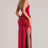 Sügav Plunge Halterneck Maxi Kleid Kirsi Punane