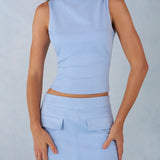 Faux Suede Turtleneck Top Pehme Sinine