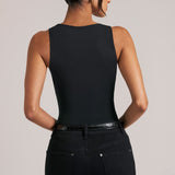 Sügav Plunge Halterneck Bodysuit Mustas