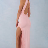 Moodne Halterneck Maxi Kleit Roosa
