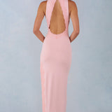 Moodne Halterneck Maxi Kleit Roosa
