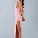 Moodne Halterneck Maxi Kleit Roosa