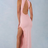 Moodne Halterneck Maxi Kleit Roosa