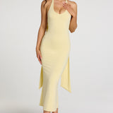 Modal Halterneck Midaxi Kleit Pastel Kollases