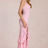 Lace Ruffle Maxi Kleid Blossom Roosas
