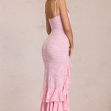 Lace Ruffle Maxi Kleid Blossom Roosas
