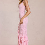 Lace Ruffle Maxi Kleid Blossom Roosas
