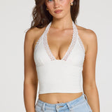 Modalist Lõhikuga Halterneck Top Valges