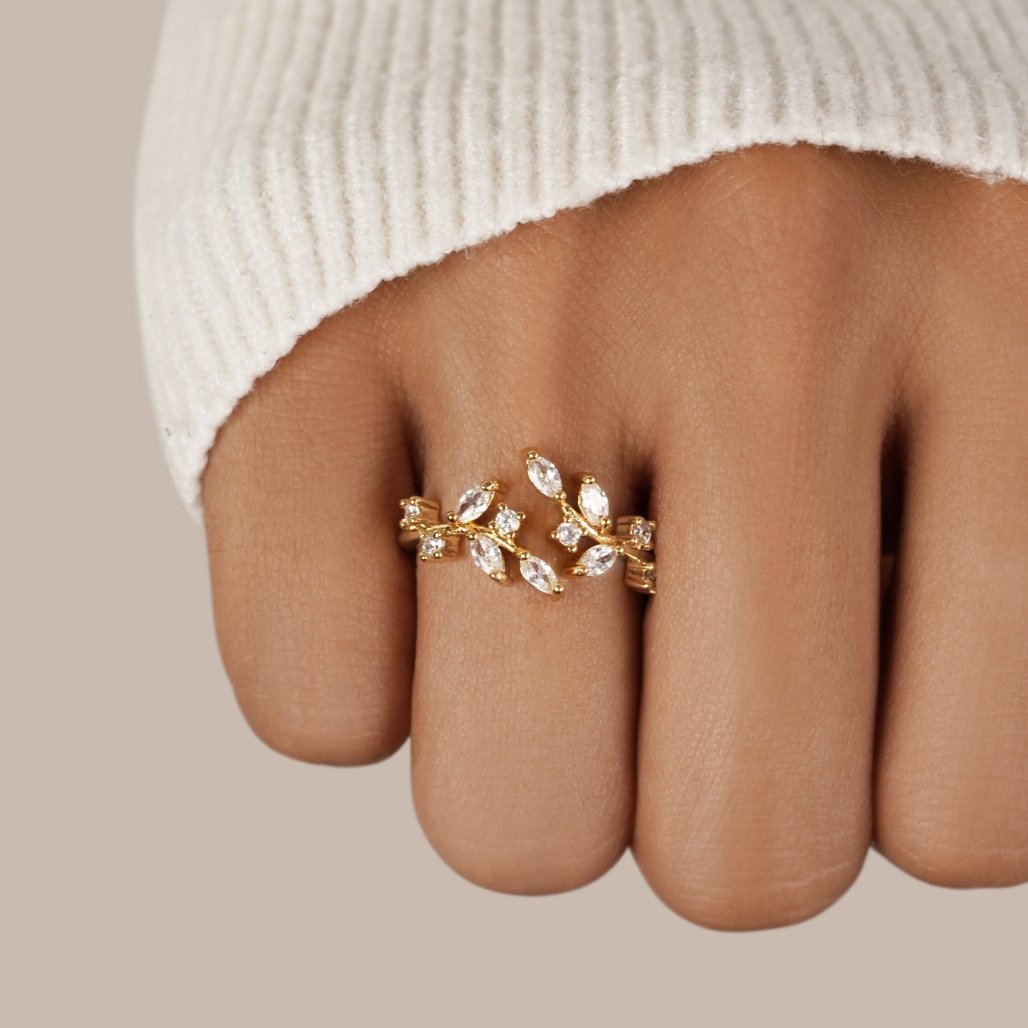 18K Kuld Kristall Viinering