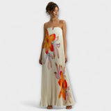 Michelle - Südamlik Maxi Kleid oranžides lilledes