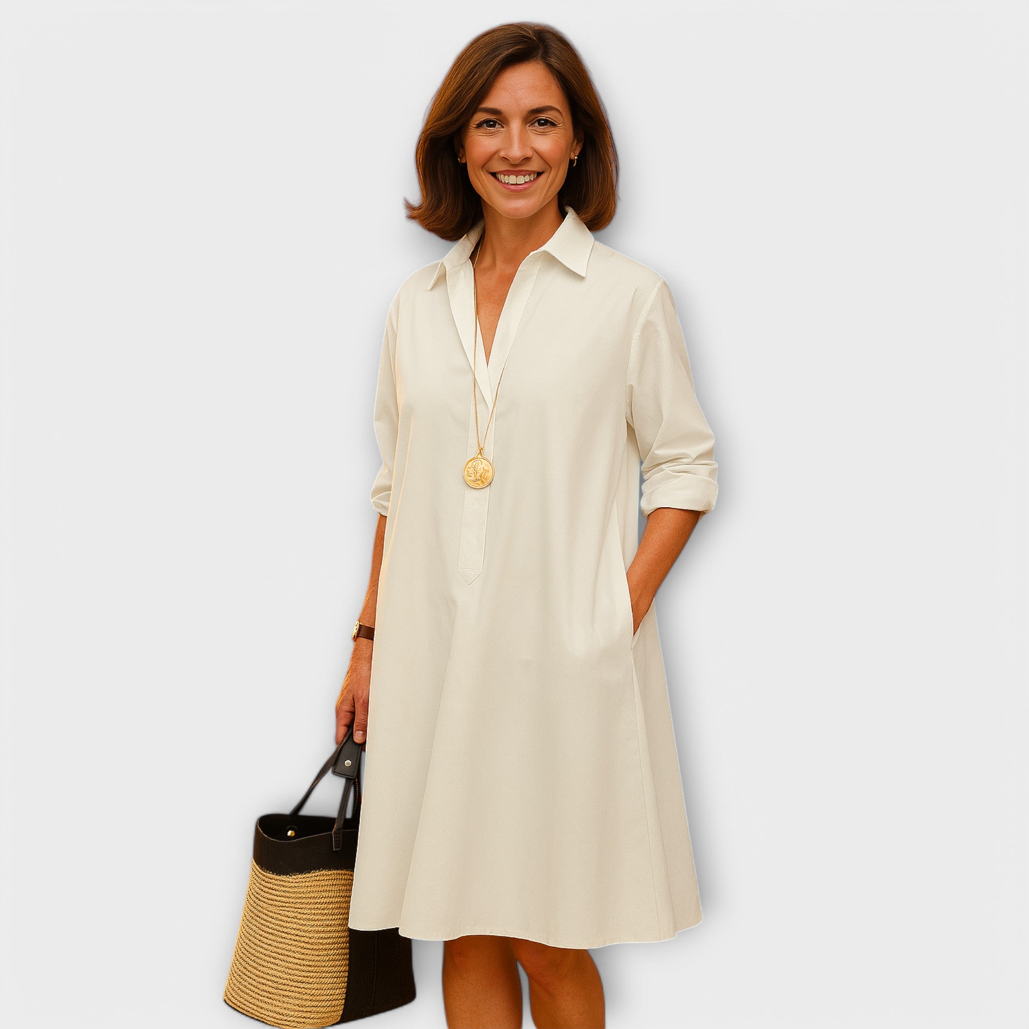 Moodne Särgidress Kraega ja Kolmeveerandsleeved