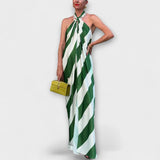 Marlowe - Triibuline Muster Halter Seljatu Maxi Kleit