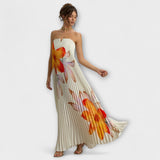 Michelle - Südamlik Maxi Kleid oranžides lilledes