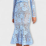 Freya – Elegantne Midi Kleit Lillelises Pitsis