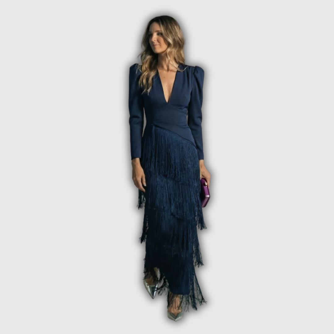 Clara | Elegantne Pika Varrukaga Frantsi Maxi Kleid