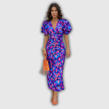 Vera | Lillene Wrap-Front Midi Kleit Puffvarrukatega