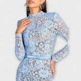 Freya – Elegantne Midi Kleit Lillelises Pitsis