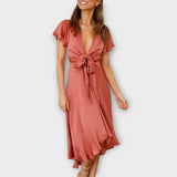 Margret - Elegantne V-kaelusega Midi Kleid