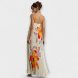 Michelle - Südamlik Maxi Kleid oranžides lilledes