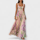 Rosalind | Pleated Floral Chiffon Maxi Kleid koos Vööga