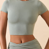 Cap Sleeve Crop Top suitses Roheline