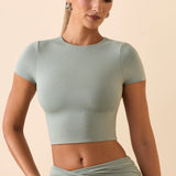 Cap Sleeve Crop Top suitses Roheline