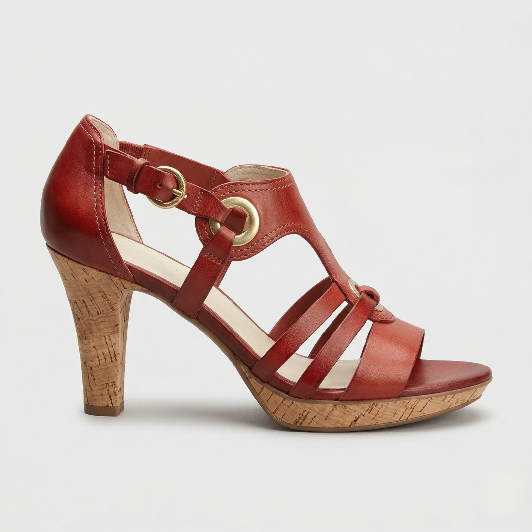 Carla™ | Nahast rihmadega kork-kandilised ortopeedilised kontsad