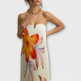 Michelle - Südamlik Maxi Kleid oranžides lilledes