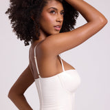 Valge vinüülist korsetti crop top