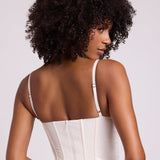 Valge vinüülist korsetti crop top