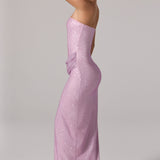 Kaunistatud Bandeau Cowl-Waist Maxi Kleid Lavenderis