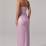 Kaunistatud Bandeau Cowl-Waist Maxi Kleid Lavenderis