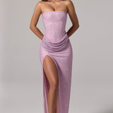 Kaunistatud Bandeau Cowl-Waist Maxi Kleid Lavenderis