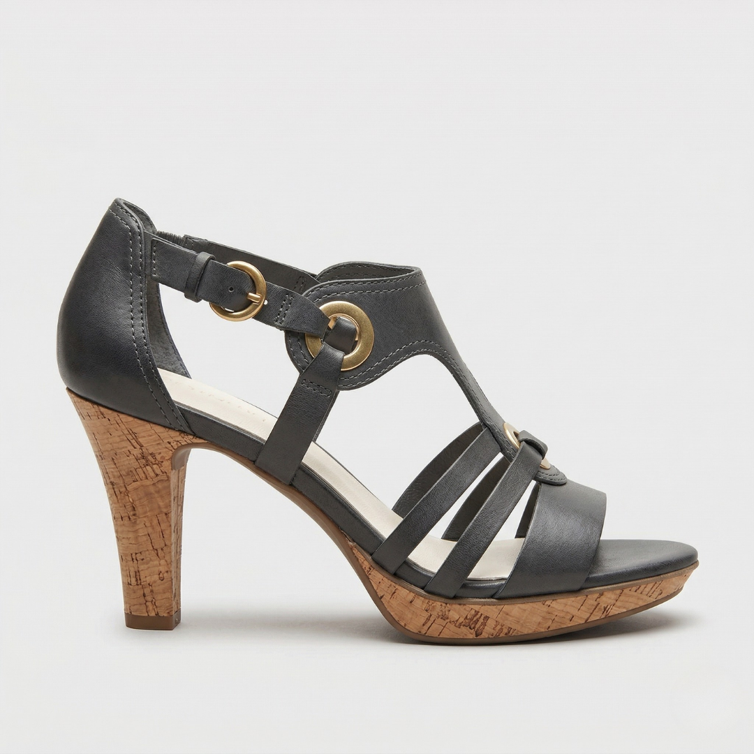 Carla™ | Nahast rihmadega kork-kandilised ortopeedilised kontsad