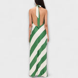 Marlowe - Triibuline Muster Halter Seljatu Maxi Kleit