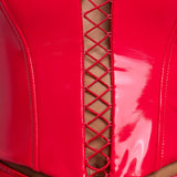 Vinüülne Halter Kaelusega Lõhiku Corset Crop Top Tulepunases