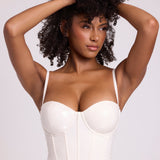 Valge vinüülist korsetti crop top
