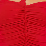 Slinky Jersey Roosi Detailiga Asümmeetriline Top Scarlet Punases