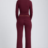 Modal Ruched Pika Varrukaga Top Plum Värv
