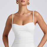 Valge modal ruched kihiline top