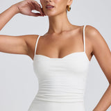 Valge modal ruched kihiline top