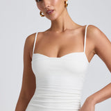 Valge modal ruched kihiline top