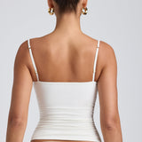 Valge modal ruched kihiline top