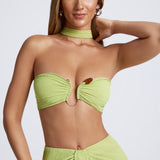 Olive Roheline Hardware Detail Choker Crop Top