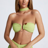 Olive Roheline Hardware Detail Choker Crop Top
