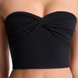 Modal Twist-Front Bandeau Top mustas