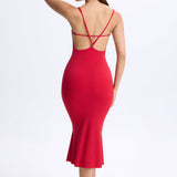 Moodsakas Plunge Avatud Seljaga Midaxi Kleid Cherry Red